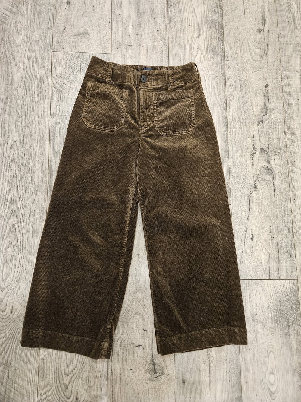 Anthropologie Maeve Olive Green The Colette Wide-Leg Corduroy Pants Sz. 28"
